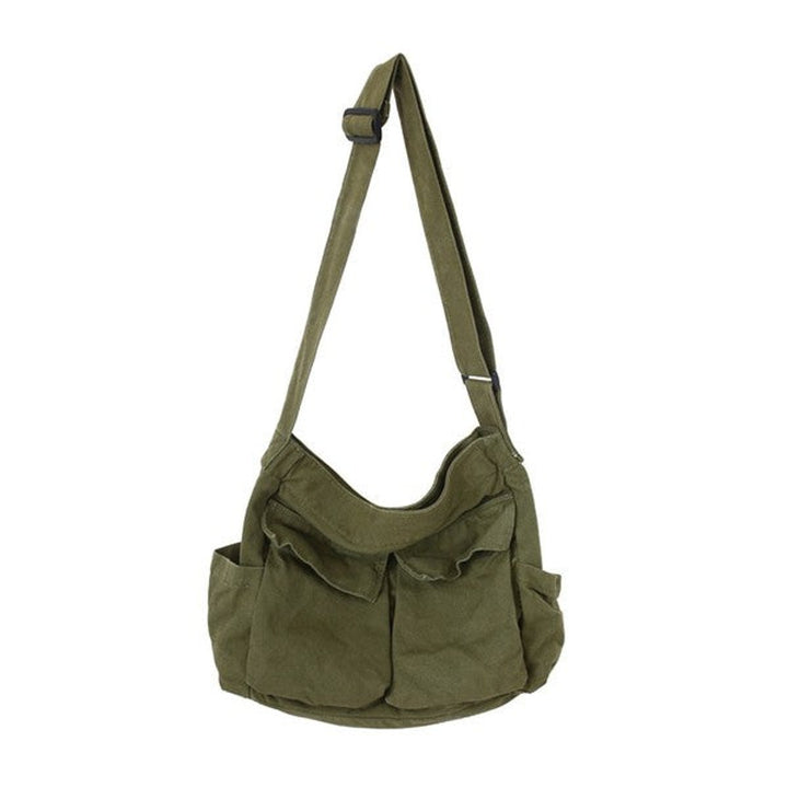 Oversized Black Canvas Tote Bag Crossbody Messenger