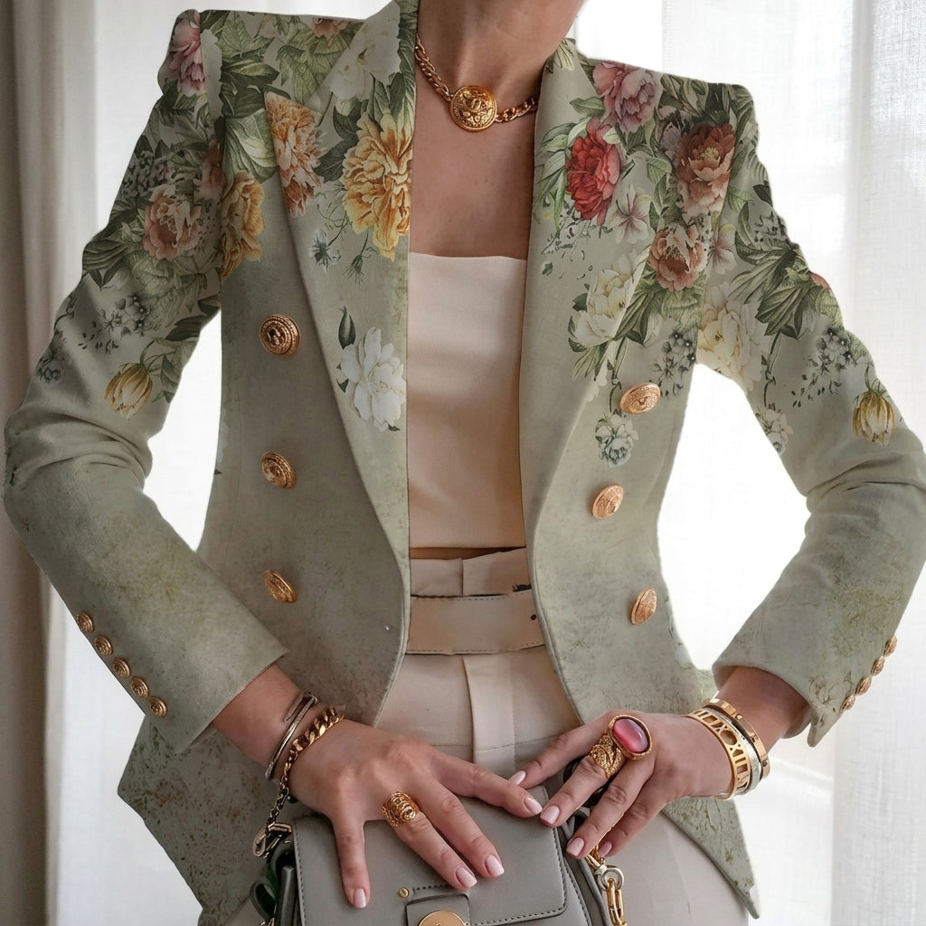 Eleanor | Women’s Contrast Panel Buttoned Work Blazer