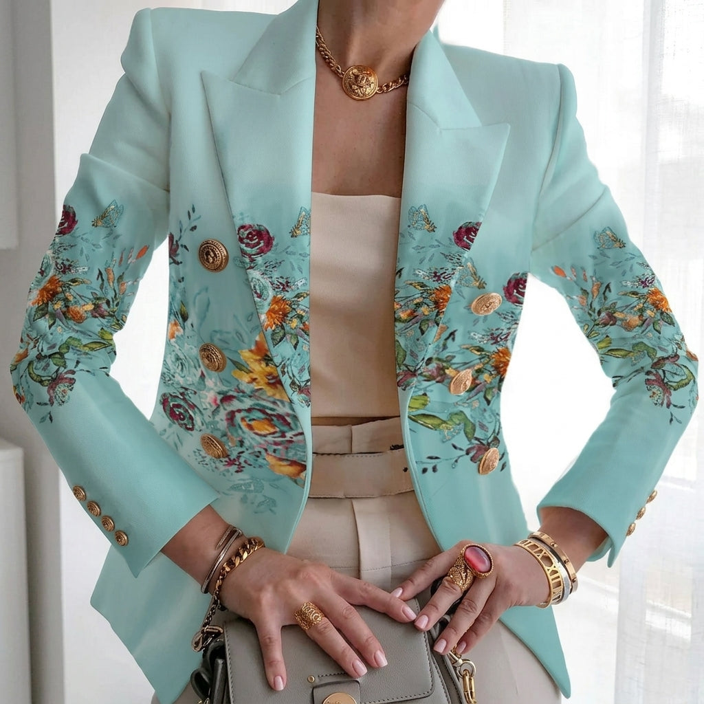 Eleanor | Women’s Contrast Panel Buttoned Work Blazer