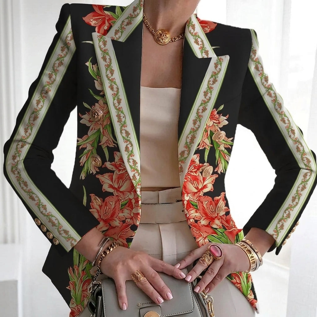 Eleanor | Women’s Contrast Panel Buttoned Work Blazer