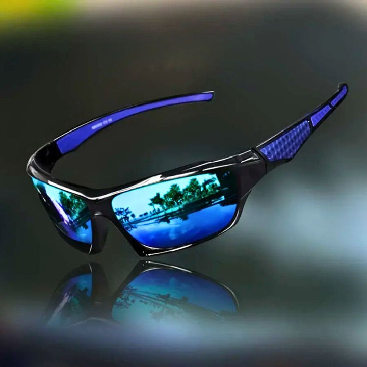 Polarized Shield Sport Sunglasses UV Protection Wraparound - Blue