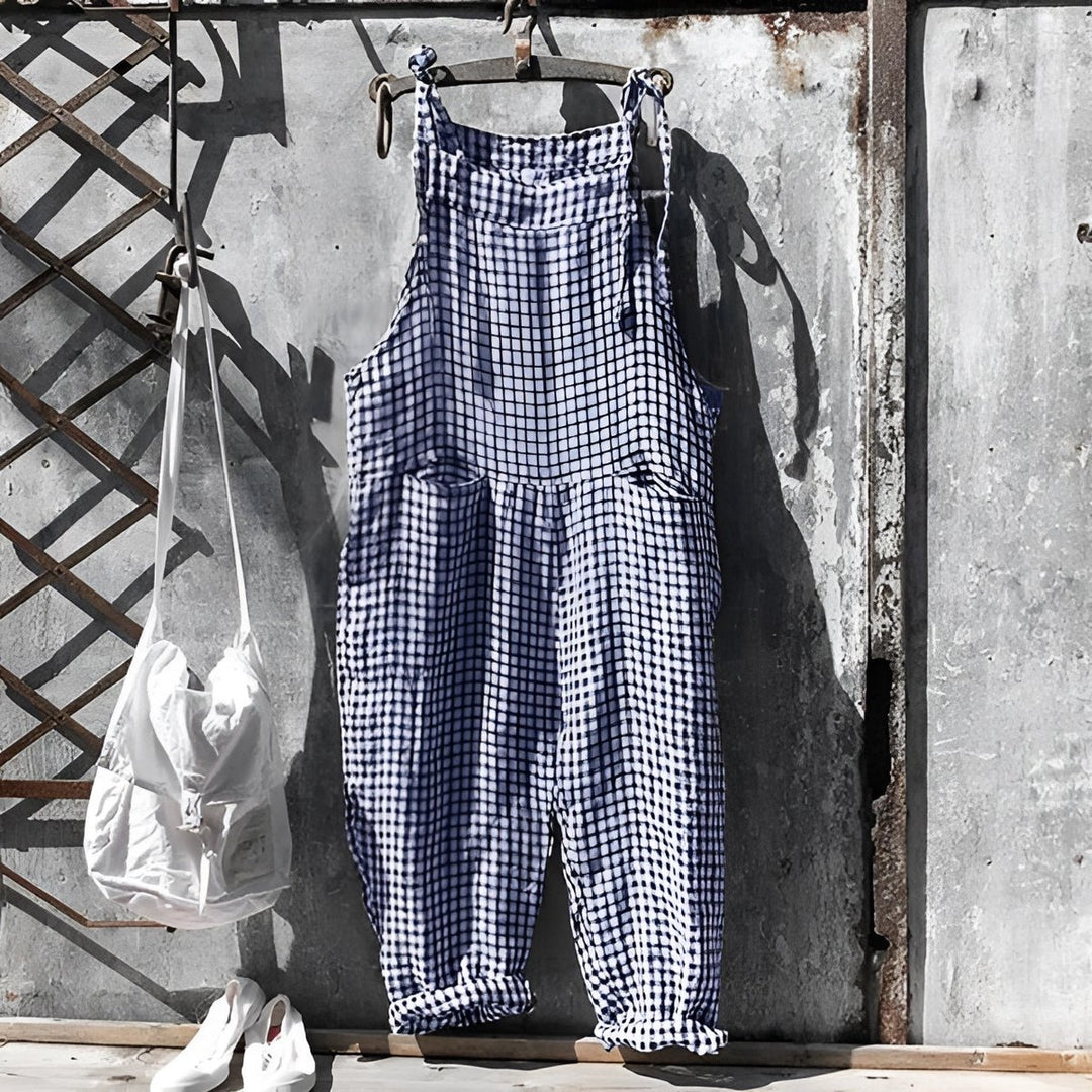 Unisex Vintage Striped Loose-Fit Bib Overall - Dark Blue