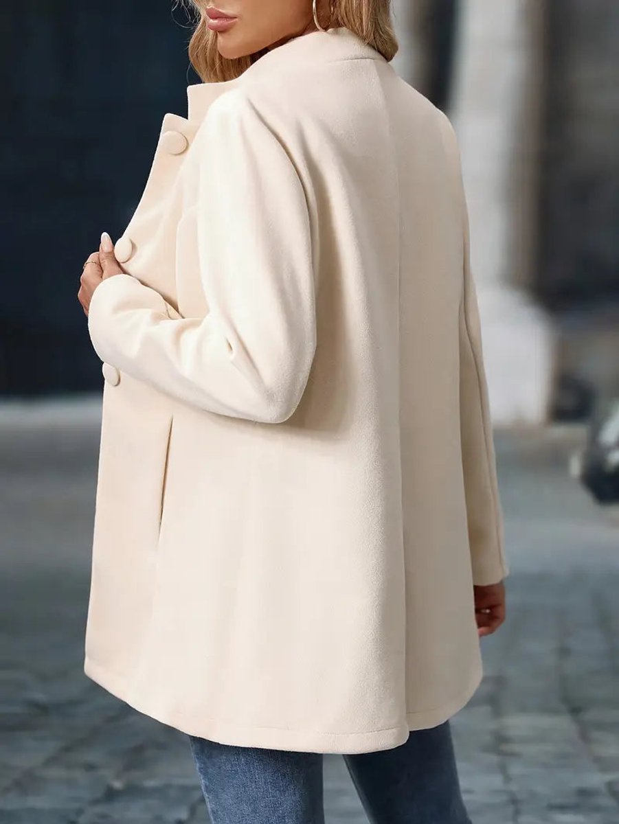 Women Coat Stand Collar Button-Front Blazer Jacket