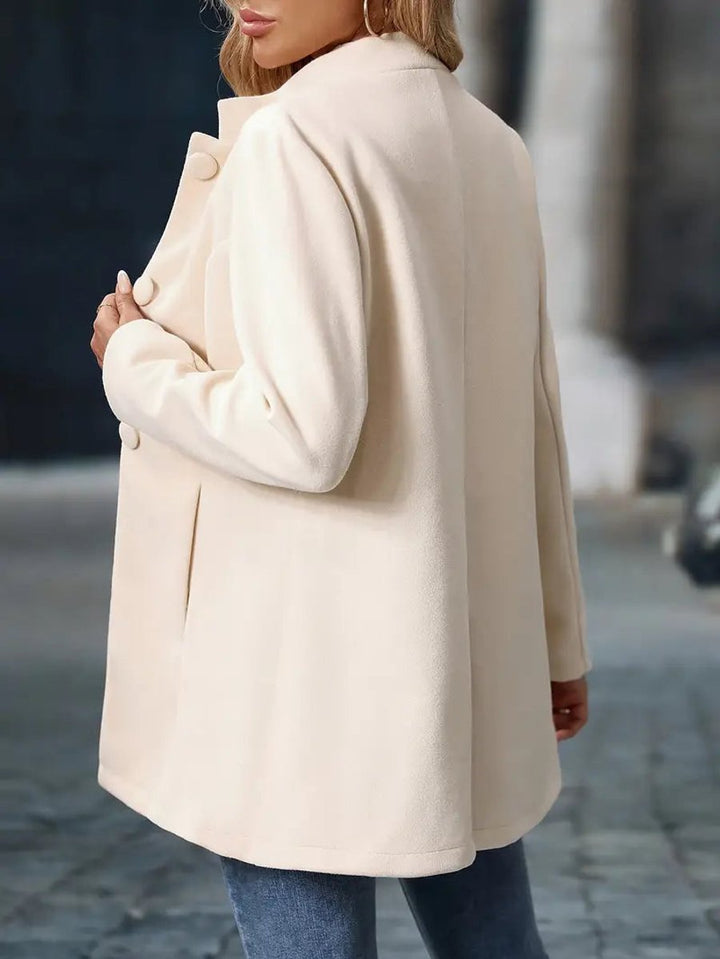 Women Coat Stand Collar Button-Front Blazer Jacket