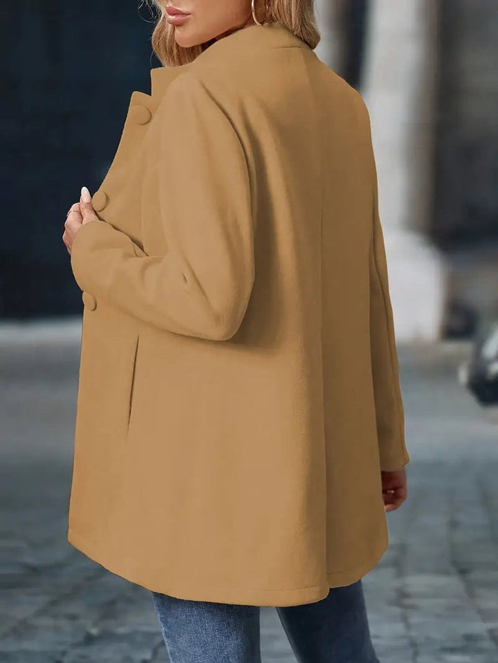 Women Coat Stand Collar Button-Front Blazer Jacket