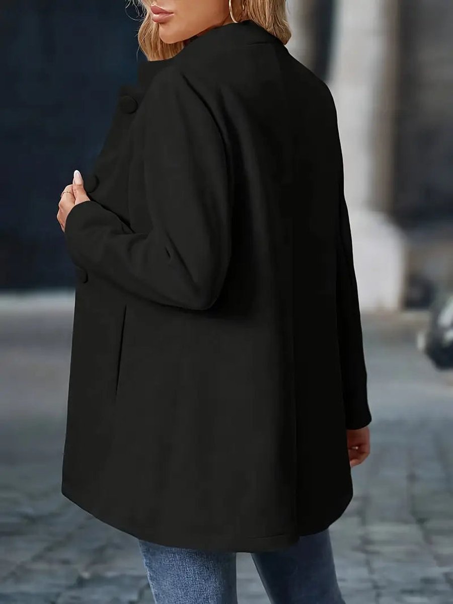 Women Coat Stand Collar Button-Front Blazer Jacket