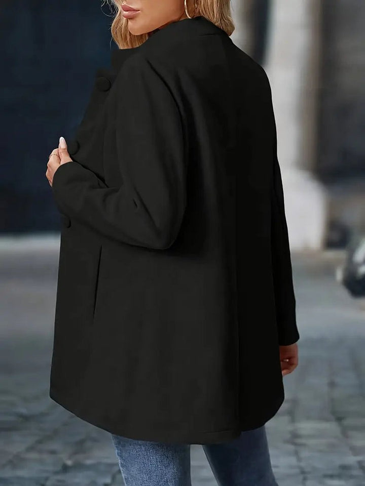 Women Coat Stand Collar Button-Front Blazer Jacket