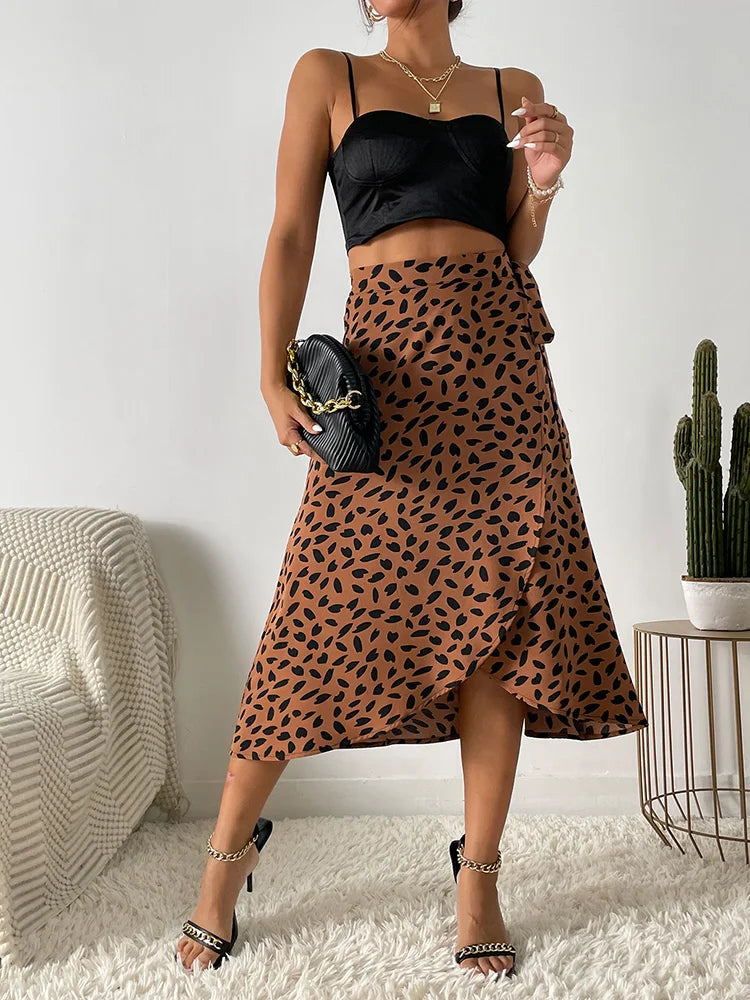 Maya | Women's Printed Wrap Tie Casual Skirt