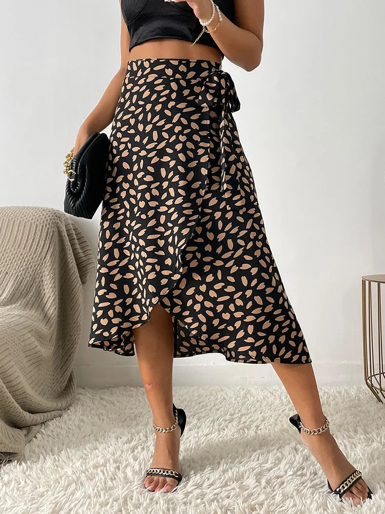 Maya | Women's Printed Wrap Tie Casual Skirt