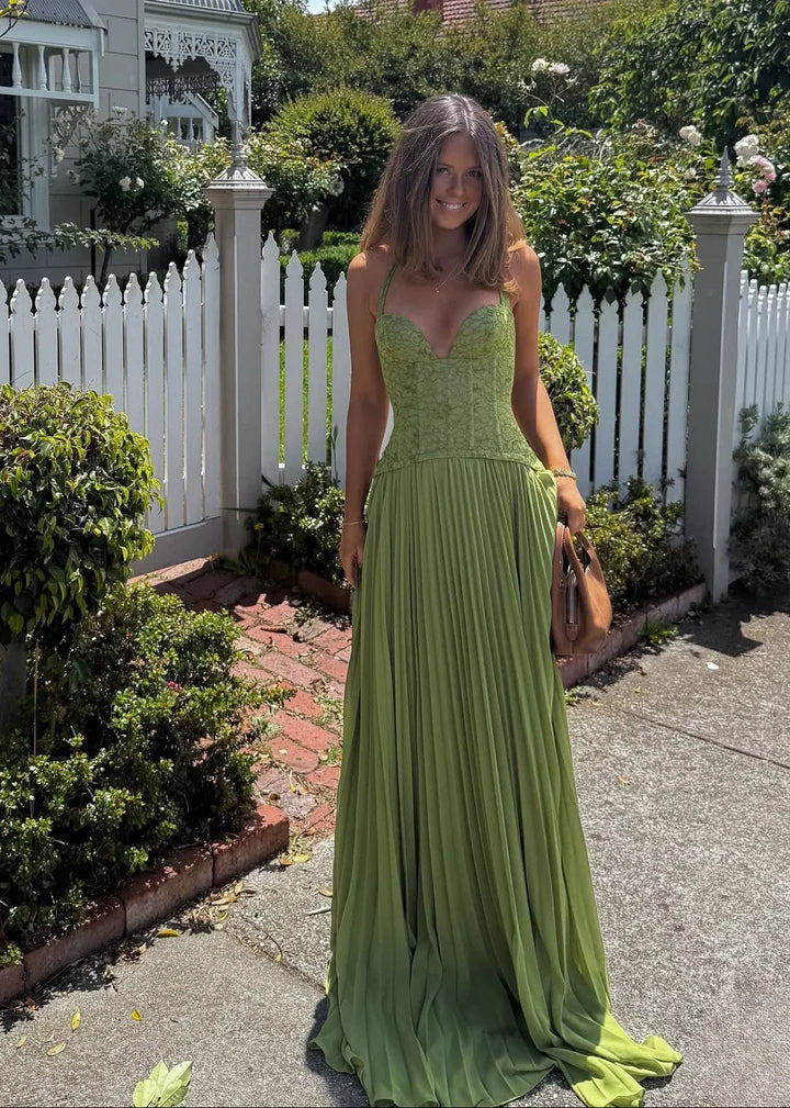 Bella | Women’s Pleated Corset Maxi Wedding Guest Dress