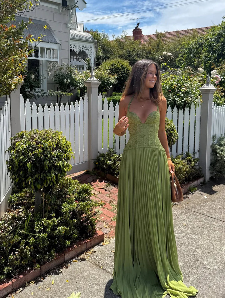 Bella | Women’s Pleated Corset Maxi Wedding Guest Dress