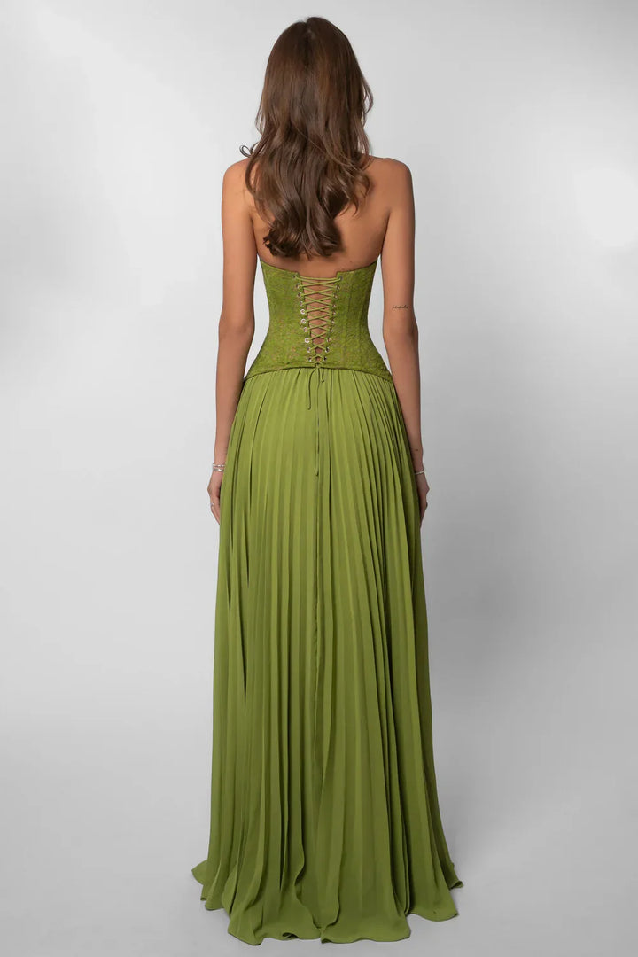 Bella | Women’s Pleated Corset Maxi Wedding Guest Dress