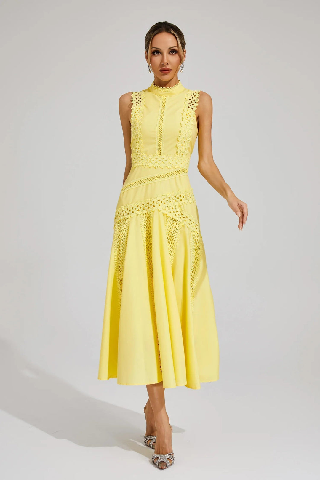 Hailey | Women's Sleeveless Lace Midi Wedding Guest Dress
