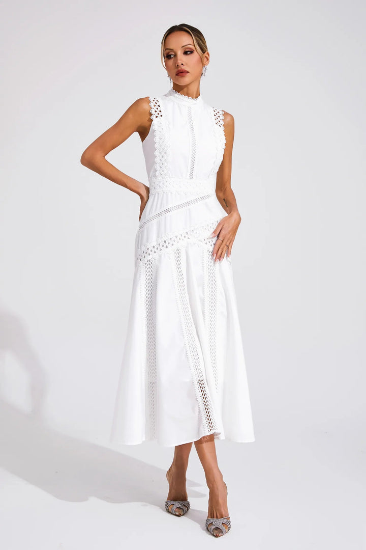 Hailey | Women's Sleeveless Lace Midi Wedding Guest Dress