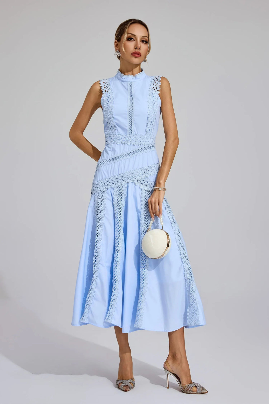 Hailey | Women's Sleeveless Lace Midi Wedding Guest Dress