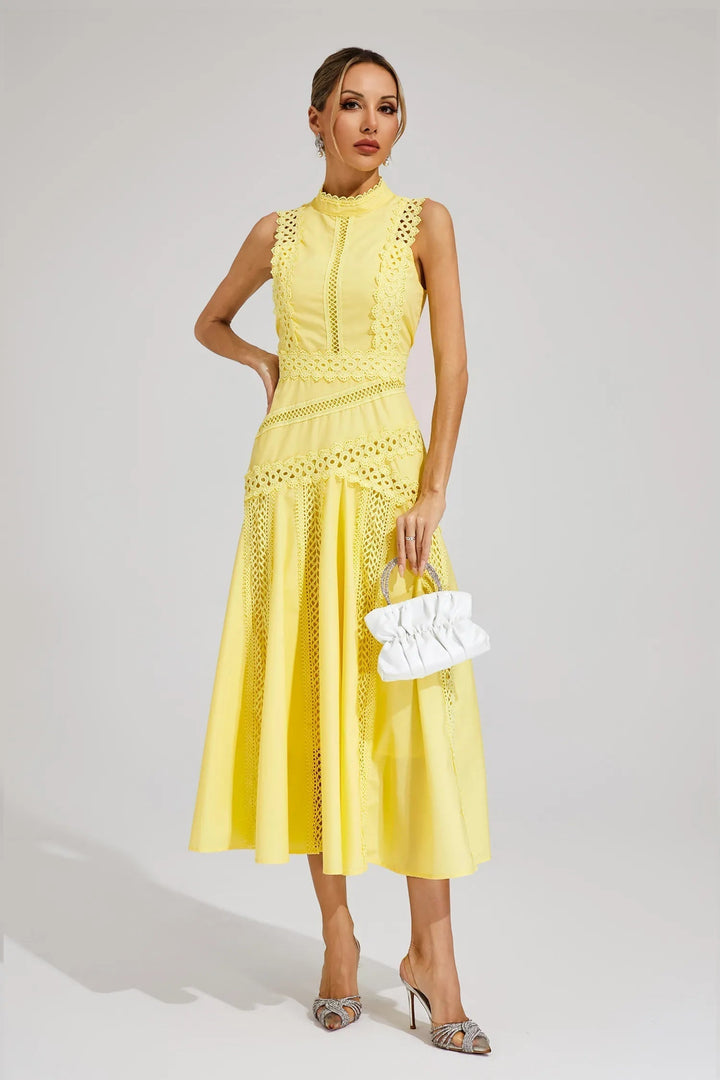 Hailey | Women's Sleeveless Lace Midi Wedding Guest Dress