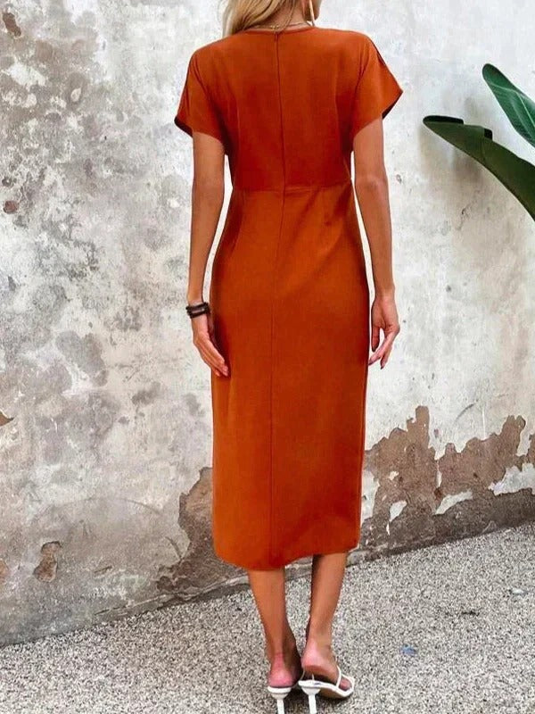 Jacklyn | Women's Wrap V Neck Midi Wedding Guest Dress