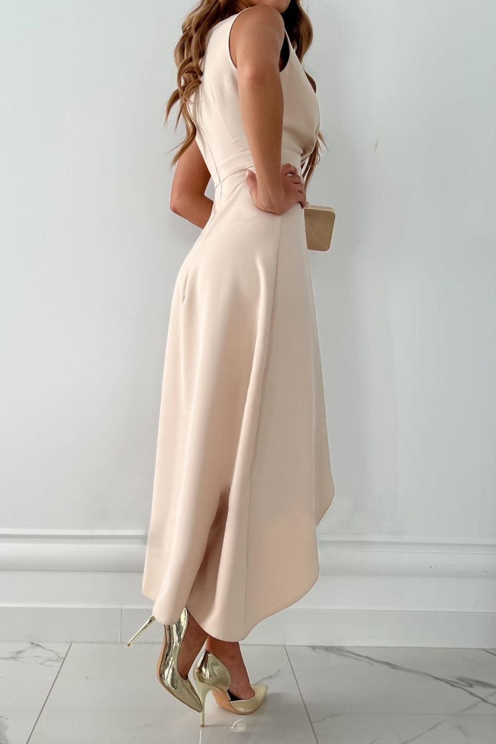 Jessica | Women's Sleeveless Asymmetric Midi Wedding Guest Dress