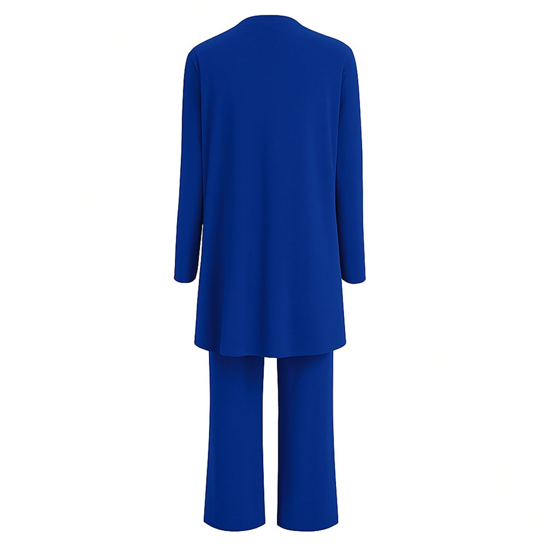 Women's 3-Piece Open-Front Longline Cardigan Wide-Leg Pants Set