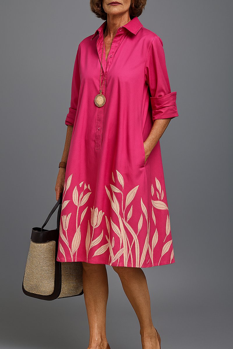 Women's A-Line Floral-Hem Midi Cocktail Dress - Pink
