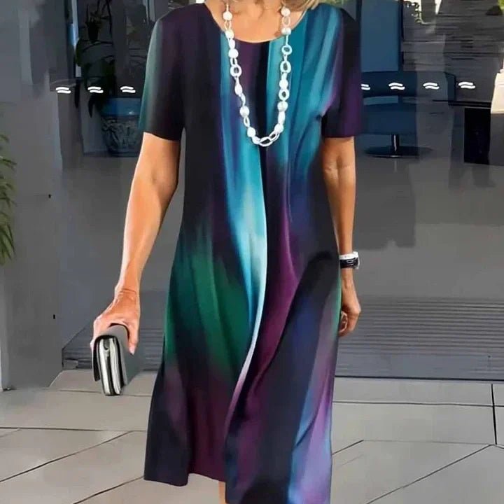Women's A-Line Midi Dress Short Sleeve Print Casual