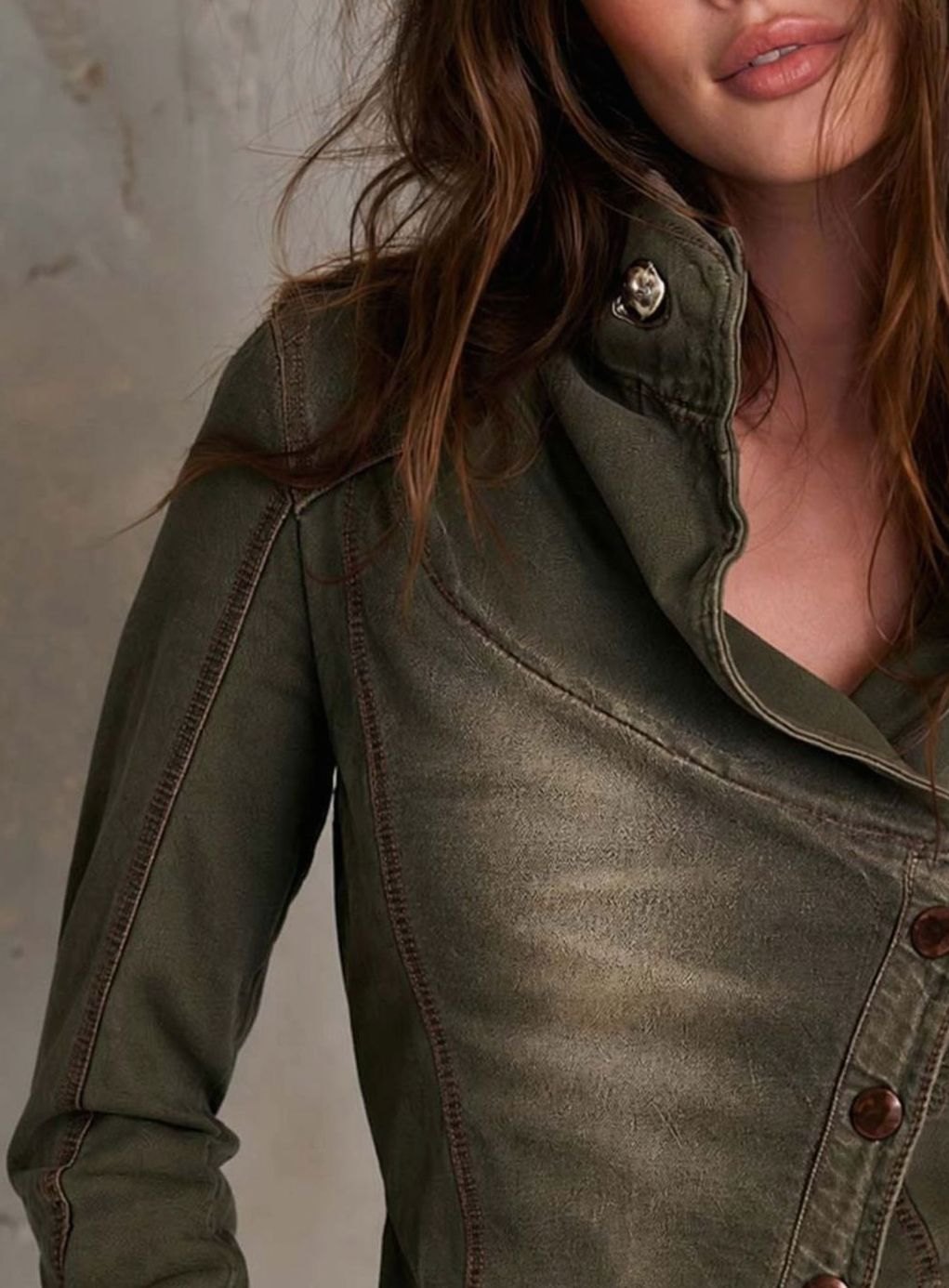 Women's Asymmetrical Button Front Washed Denim Jacket