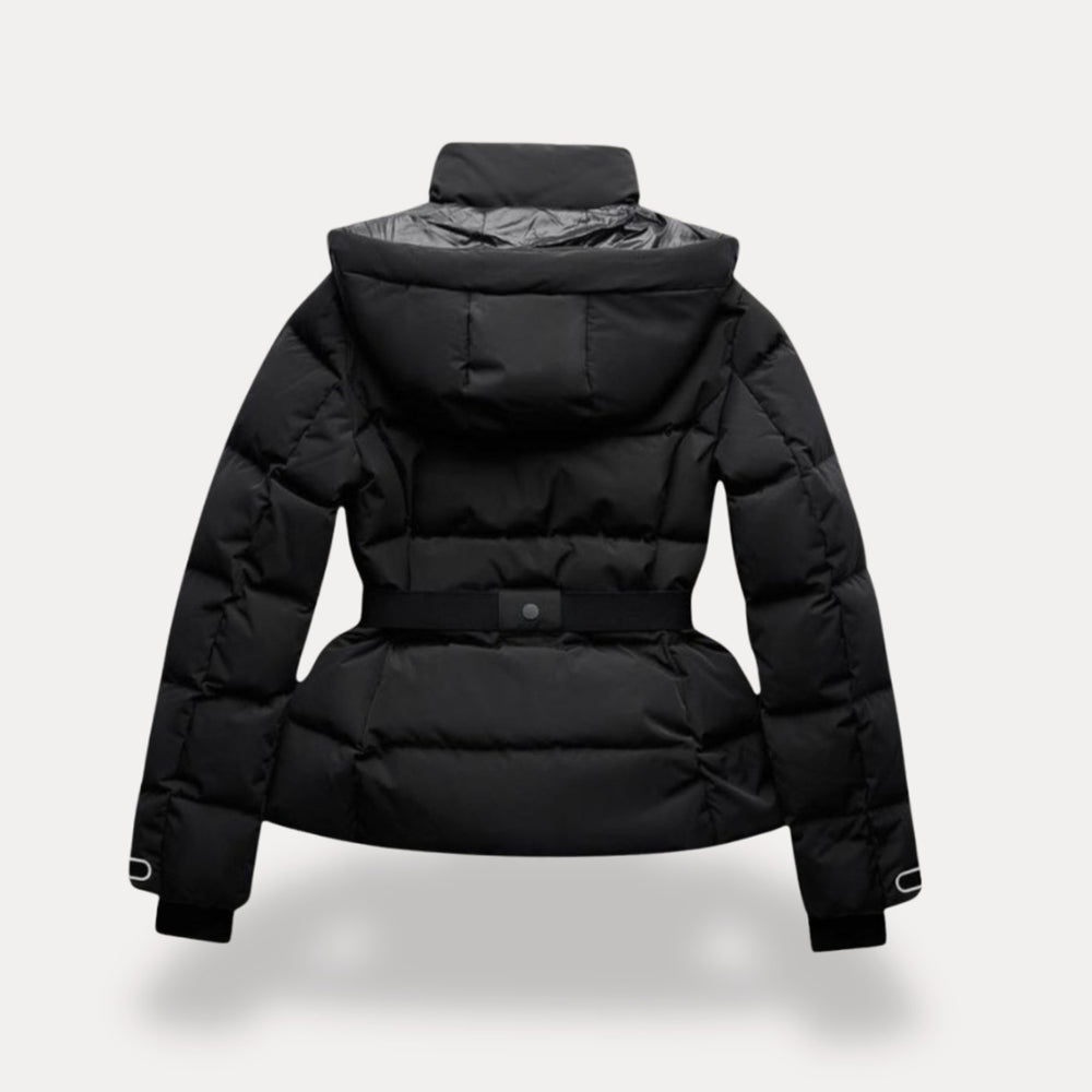 Women's Belted Hooded Quilted Jacket Puffer