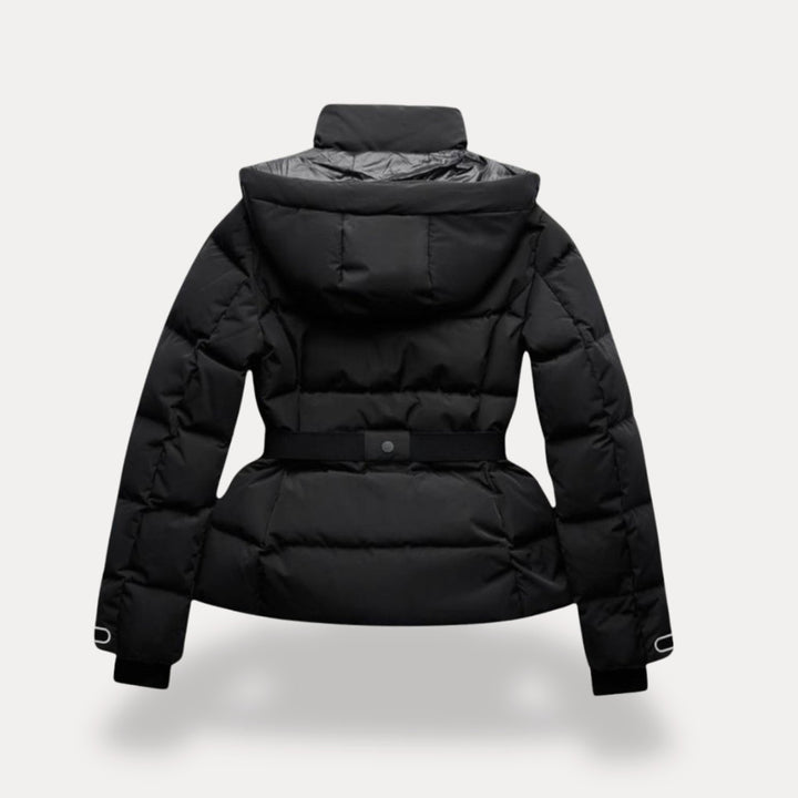 Women's Belted Hooded Quilted Jacket Puffer