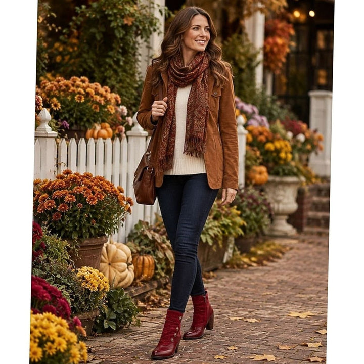 Women's Block-Heel Floral-Button Ruched Ankle Booties