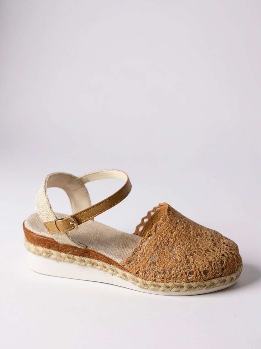 Women's Boho Crochet Flatform Comfortable Sandals Ankle Strap Espadrille