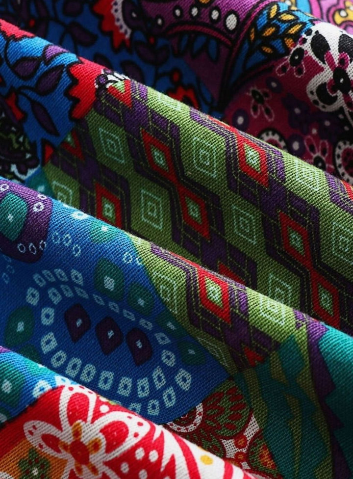 Women's Boho Patchwork Fleece-Lined Hooded Comfortable Jacket