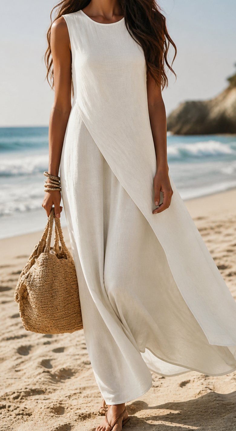Women's Boho Sleeveless Flowy Maxi Dress