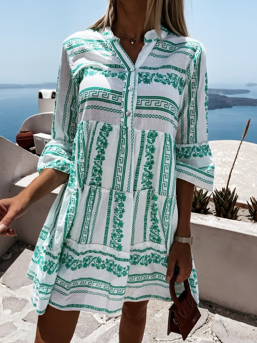 Women's Boho Tiered Floral-Print Tunic Mini Dress