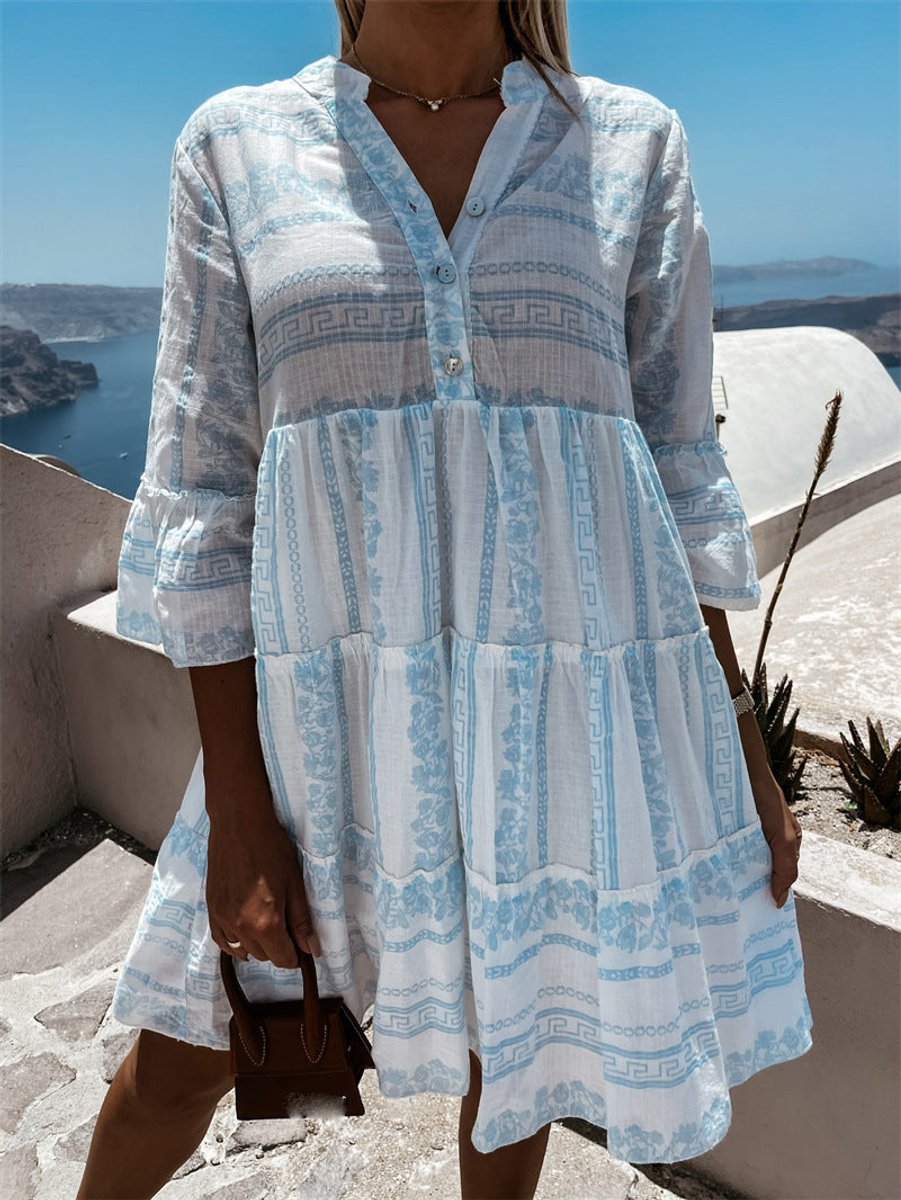 Women's Boho Tiered Floral-Print Tunic Mini Dress