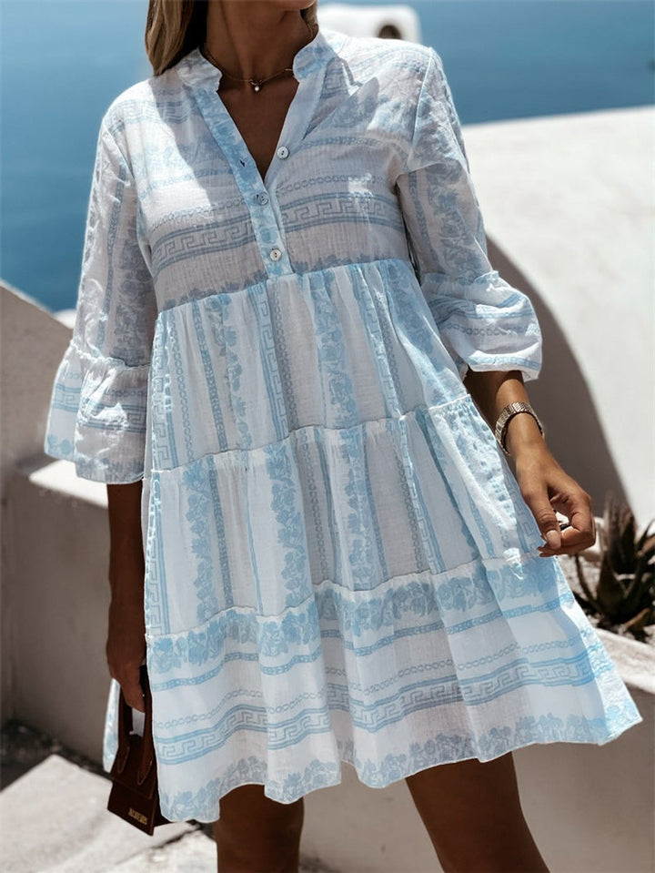 Women's Boho Tiered Floral-Print Tunic Mini Dress