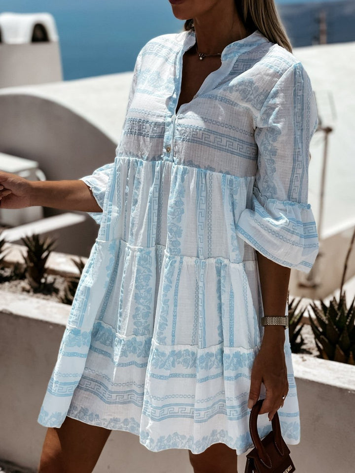 Women's Boho Tiered Floral-Print Tunic Mini Dress