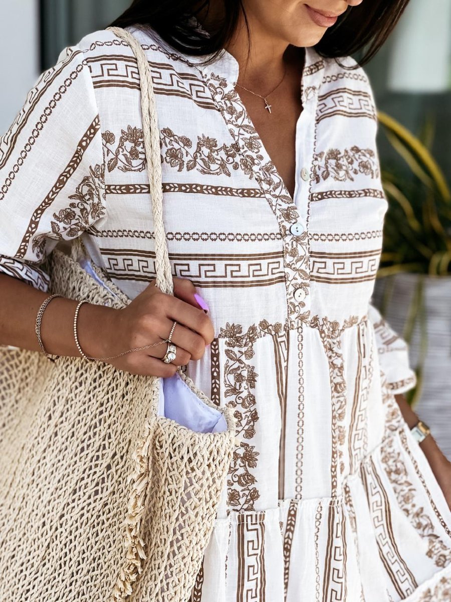 Women's Boho Tiered Floral-Print Tunic Mini Dress