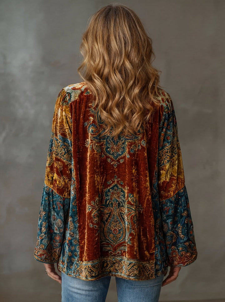 Women's Boho Vintage Quilted Jacket Loose Kimono Cardigan