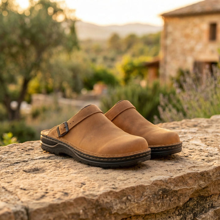 Women's Boots Siena Premium Leather Slip-On Clogs - Brown