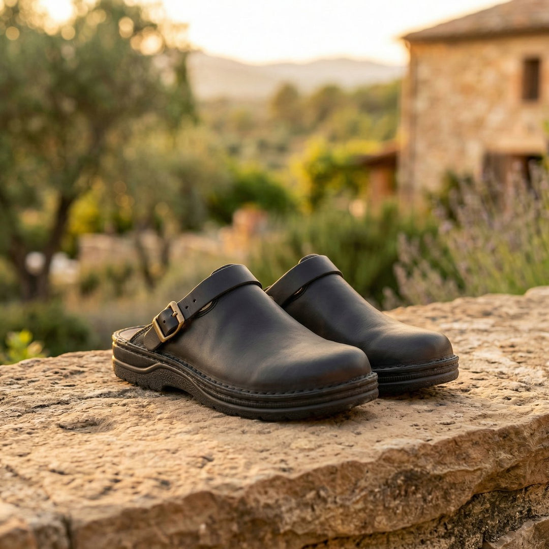 Women's Boots Siena Premium Leather Slip-On Clogs - Black
