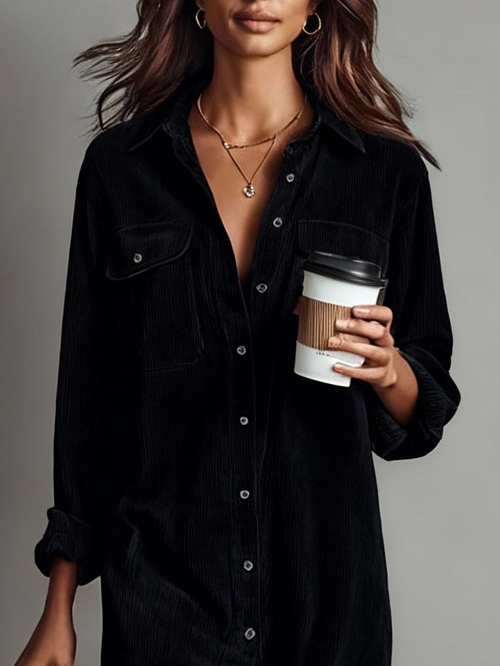 Madison | Women's Button Front Long Sleeve Midi Dress