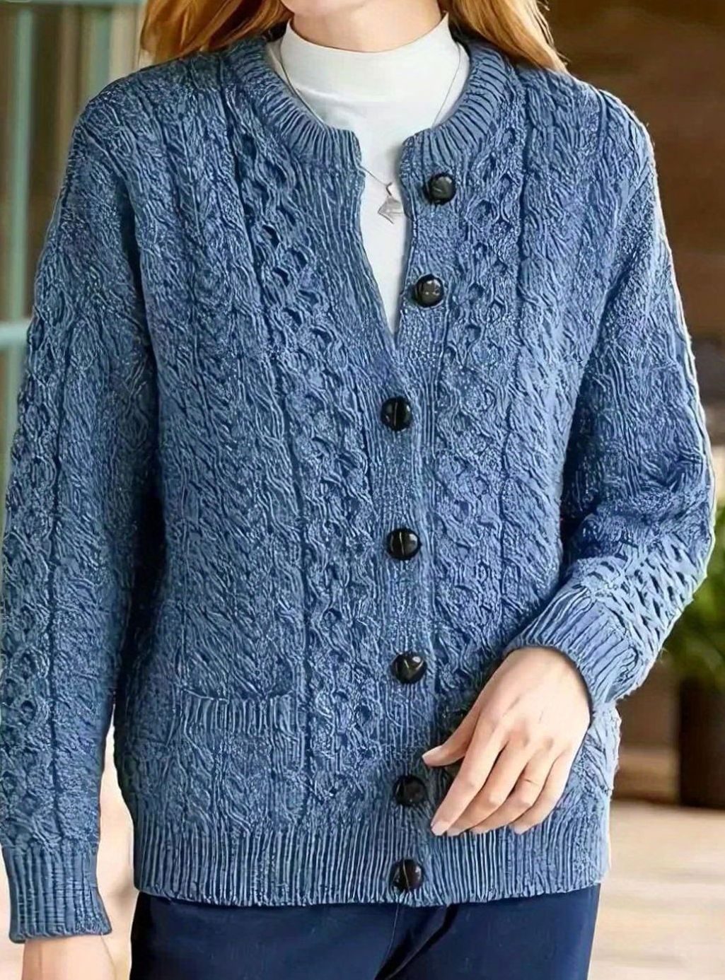 Women's Cable-Knit Button-Front Relaxed Cardigan Sweater