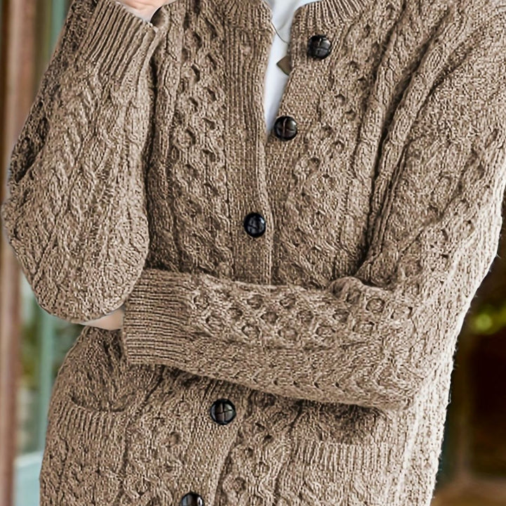 Women's Cable-Knit Button-Front Relaxed Cardigan Sweater - Camel
