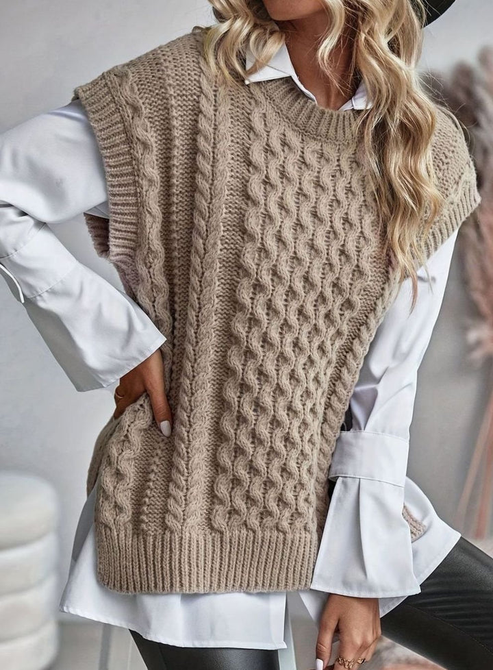 Women's Cable-Knit Relaxed-Fit Pullover Sweater Vest