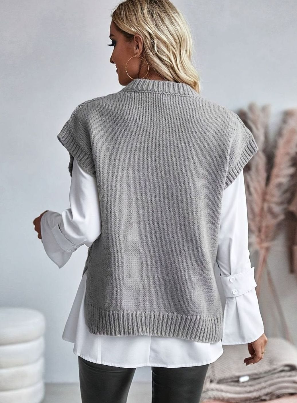 Women's Cable-Knit Relaxed-Fit Pullover Sweater Vest