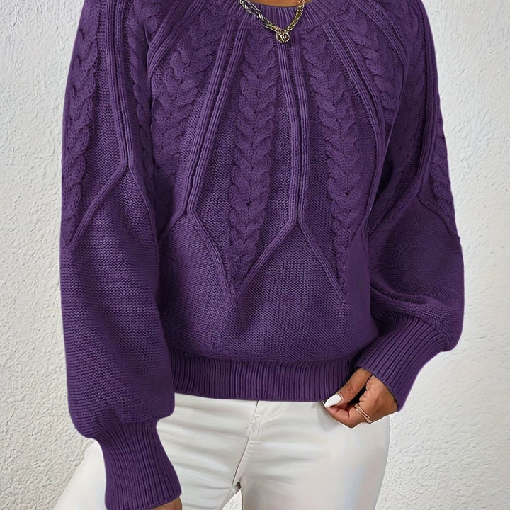 Women's Cable-Knit Round-Neck Raglan Sleeve Sweater