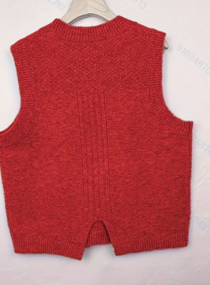 Women's Cable-Knit Sleeveless Pullover Sweater Vest