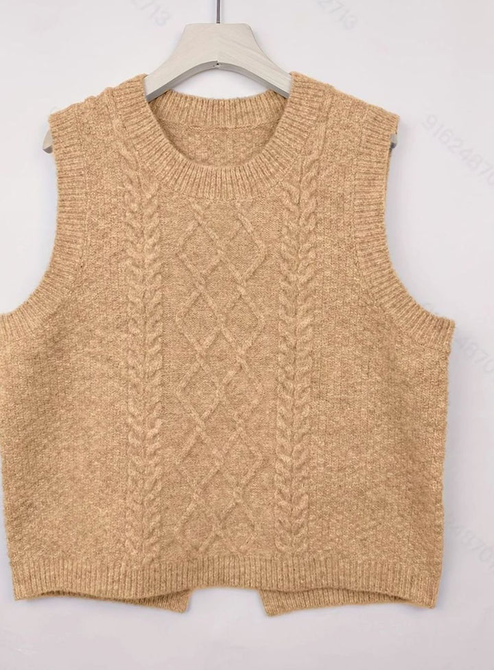 Women's Cable-Knit Sleeveless Pullover Sweater Vest