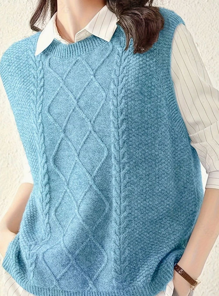 Women's Cable-Knit Sleeveless Pullover Sweater Vest