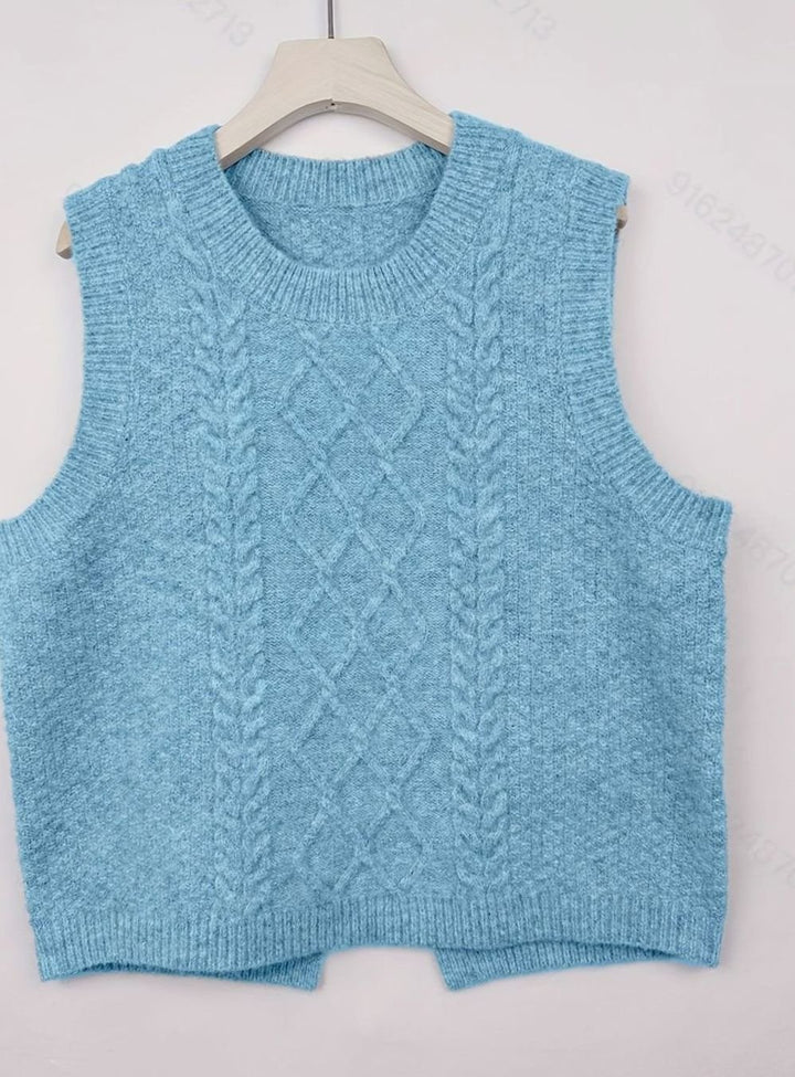 Women's Cable-Knit Sleeveless Pullover Sweater Vest